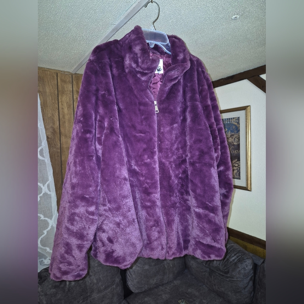 Plush Purple Faux Fur Coat